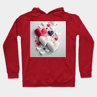 Beautiful valentine hearts- Red, white and black ! Hoodie